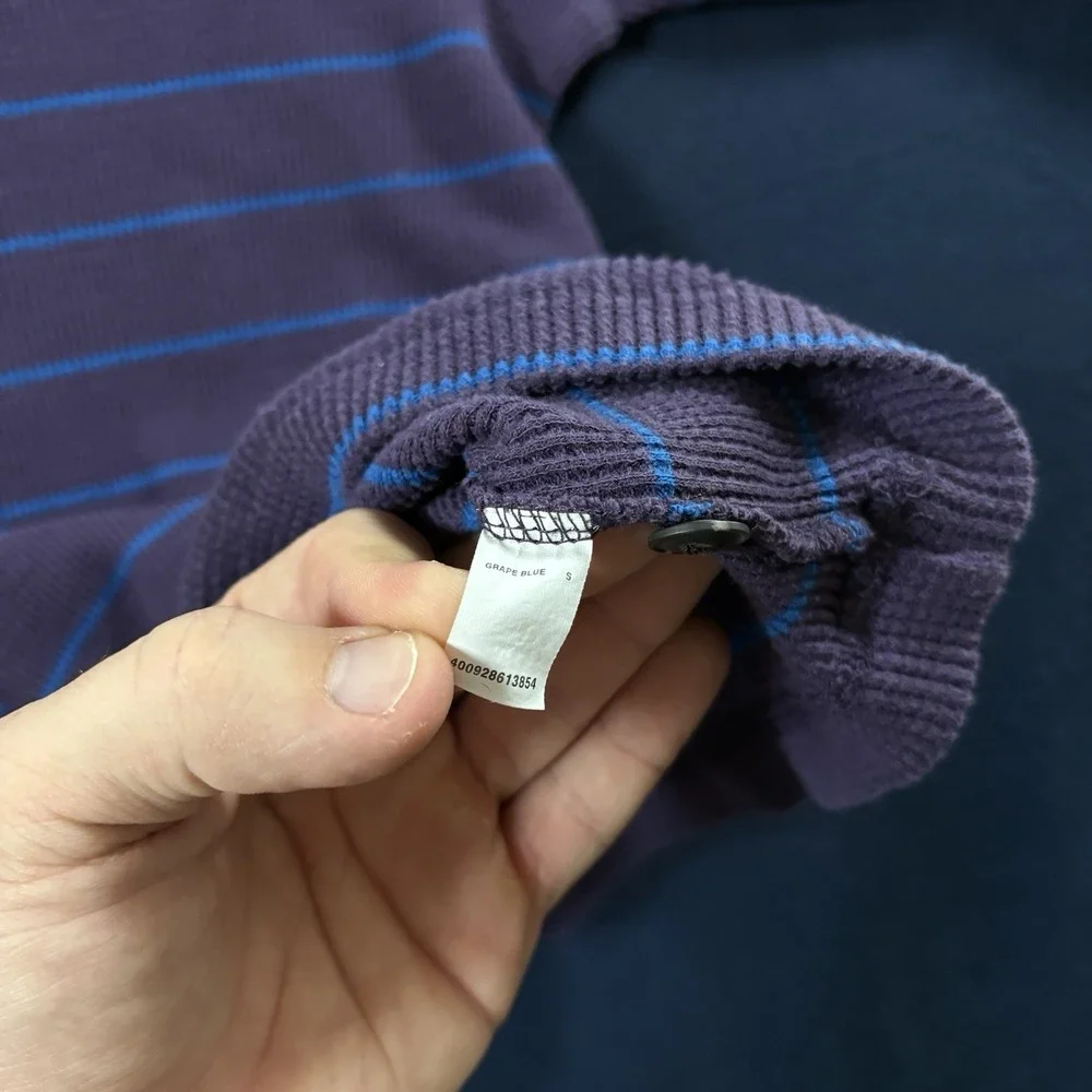 Urban Pipeline Waffle Knit Henley Shirt Mens S Purple Blue Striped Thermal Y2K
